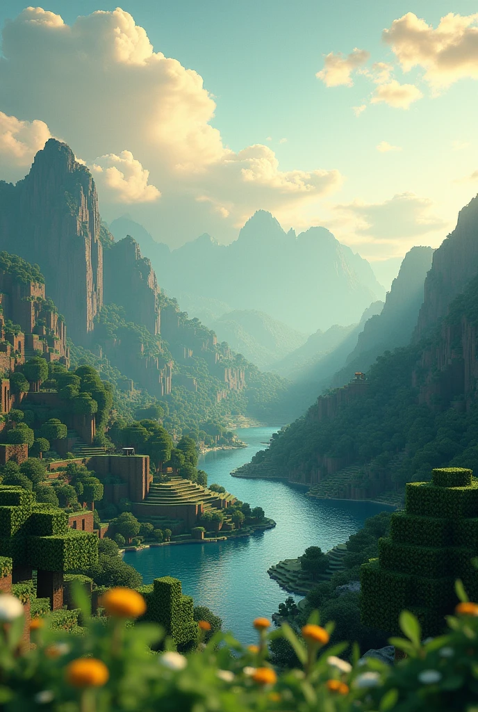 Minecraft nostalgic without people with film grain effect and old vhs effect