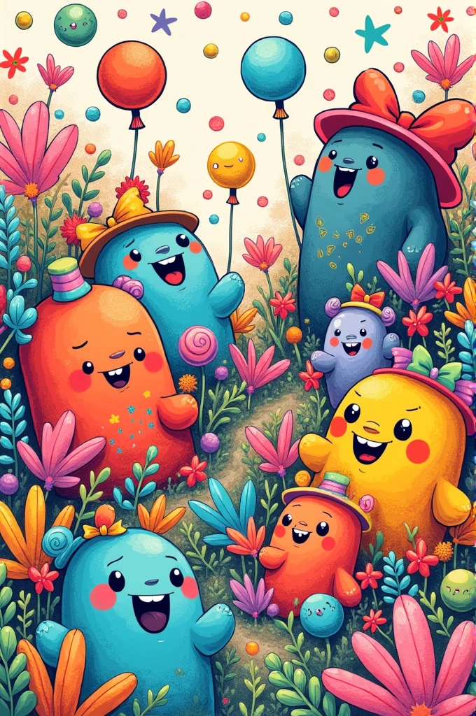 A drawing in the kidcore art style