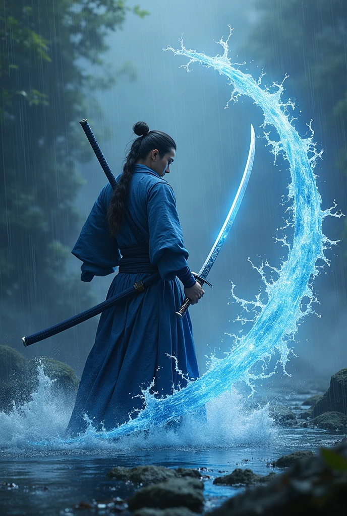 Mystical katana sword with water power