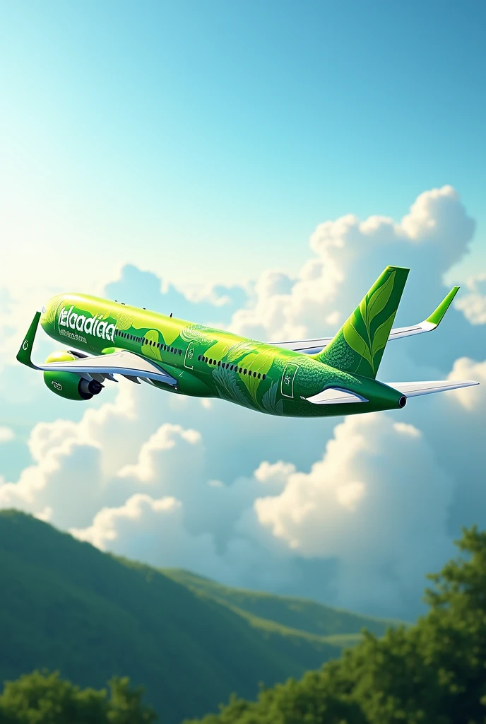 Green theme airline plane