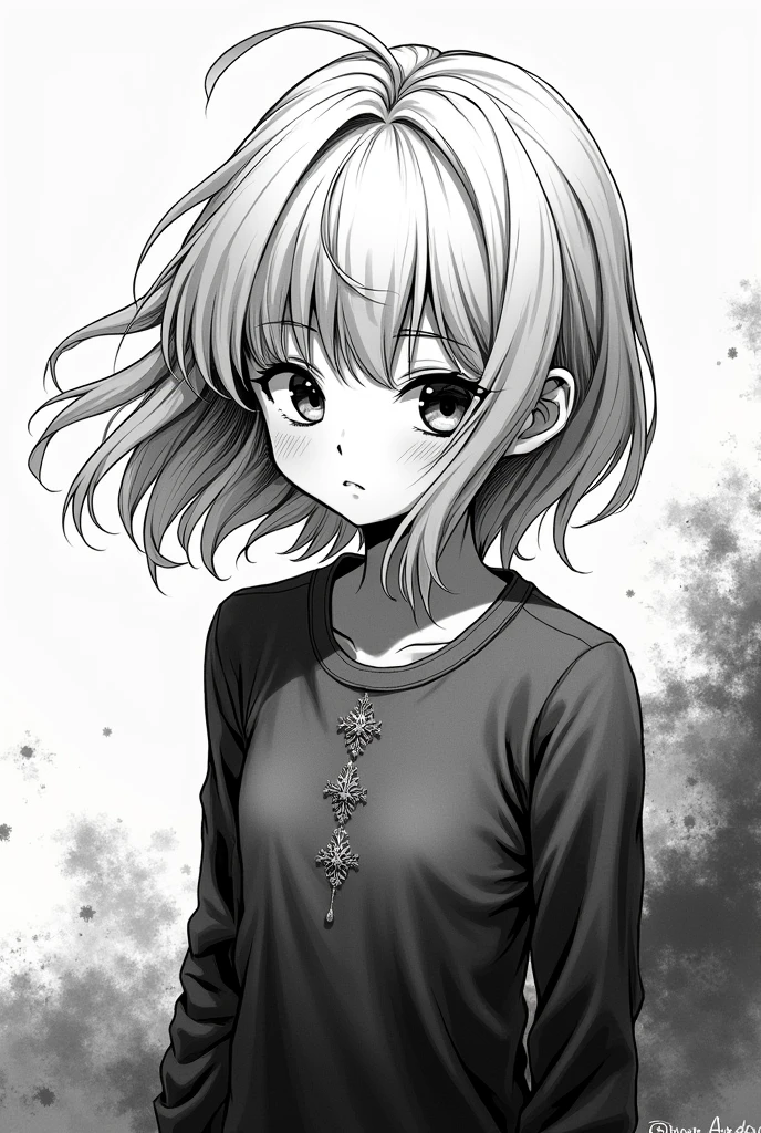 Manga Style, Blonde girl, Black and white