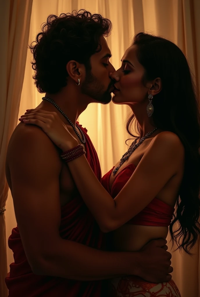 40 year old Indian mommy passionate lip kiss