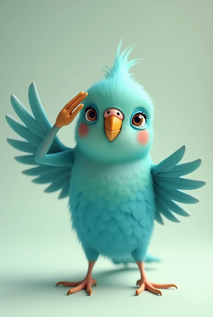 A budgie with arms doing a Roman salute