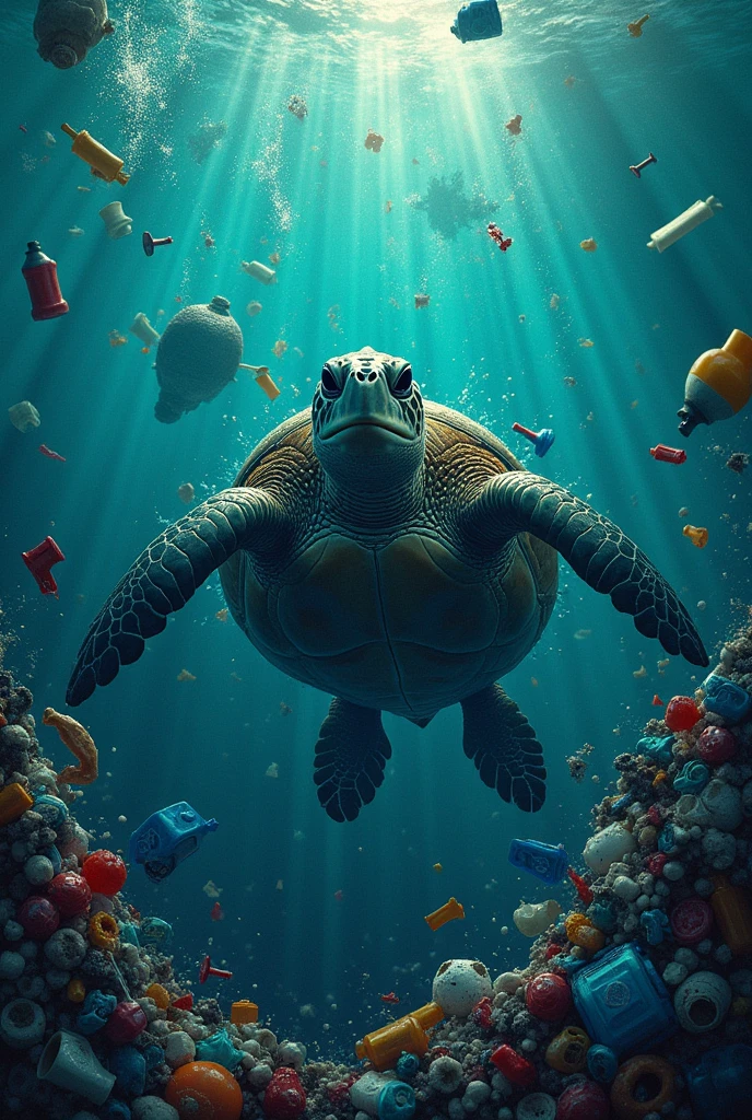 Make a campaign poster that raises awareness about marine pollution