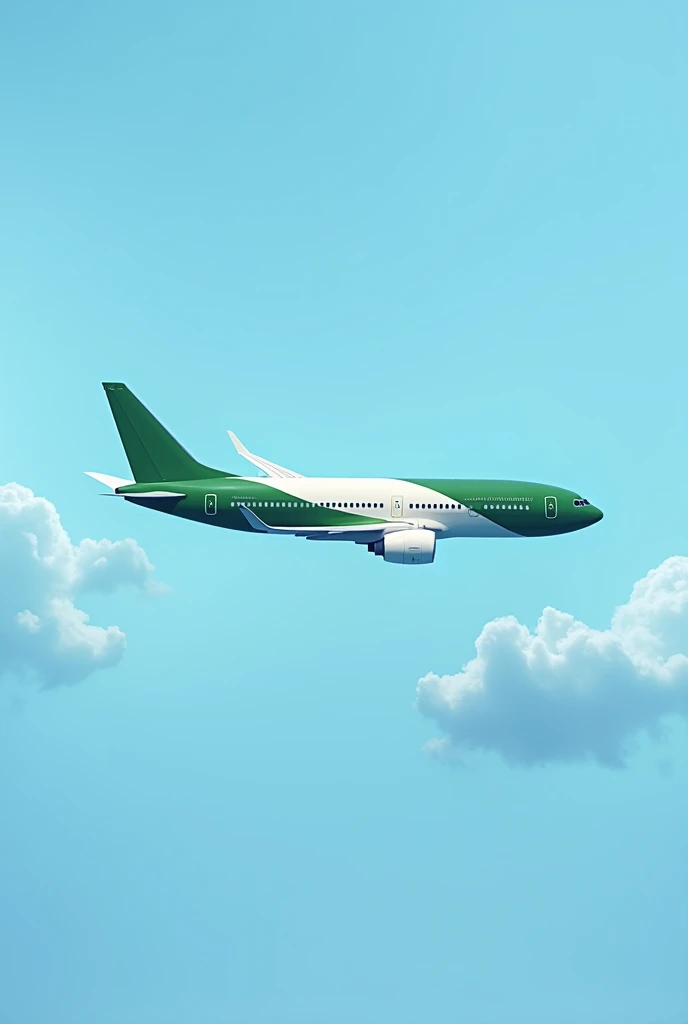 Green and white theme airline plane