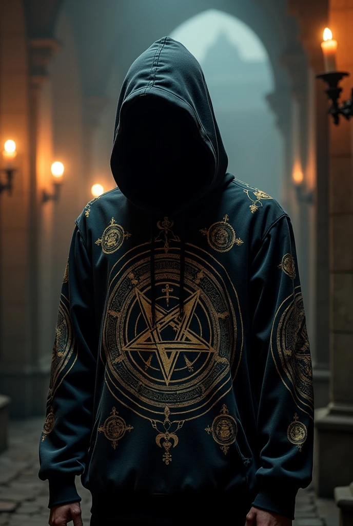 Puff print hoodie with satanic references
