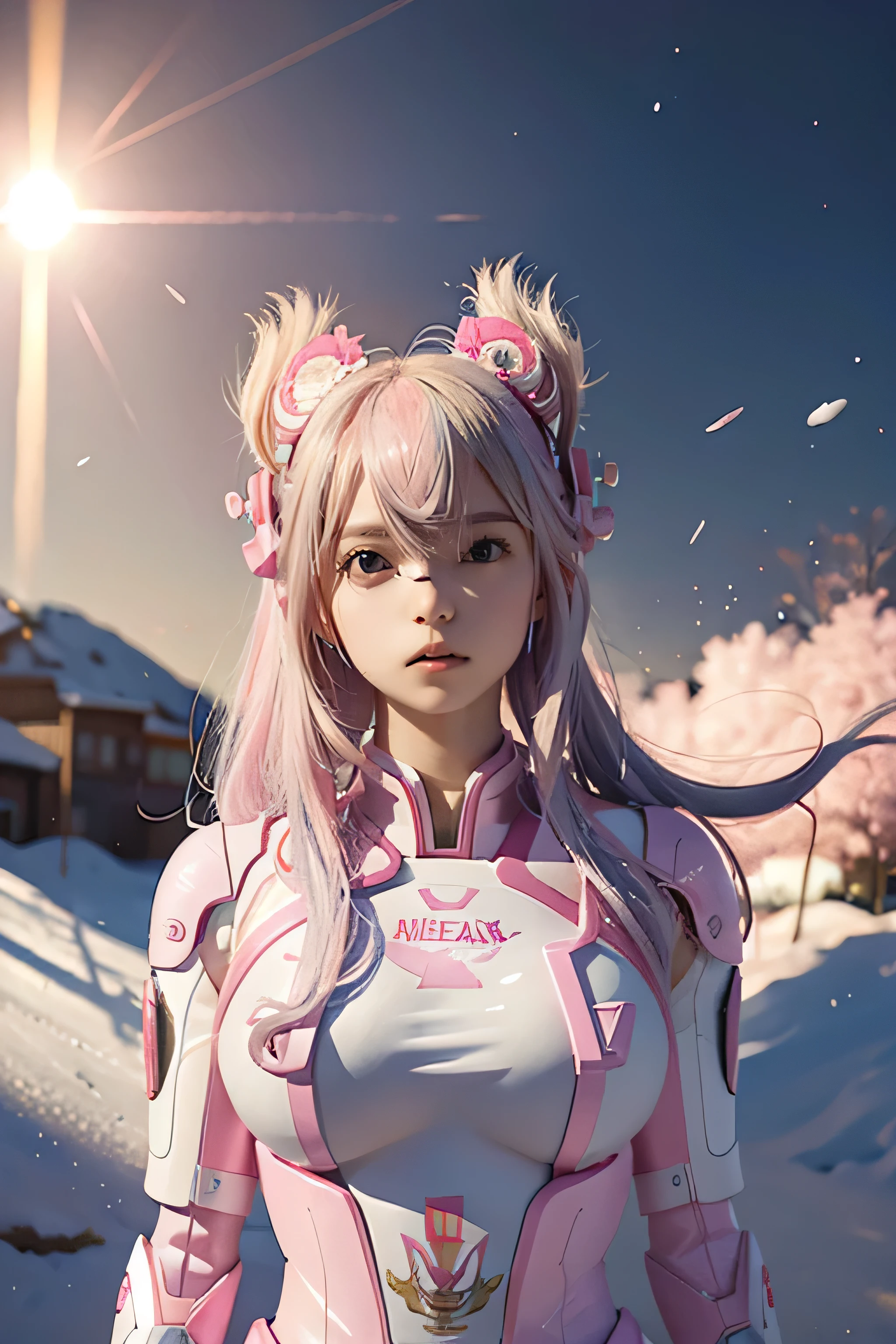 araffes with a pink and white hair and a pink and white helmet, detailed digital art, best 4k konachan wallpaper, mecha aesthetic, 4k highly detailed digital art, robot mecha female dragon head, wlop and krenz cushart, highly detailed , mecha asthetic, advanced digital art, holding canon weapon laser