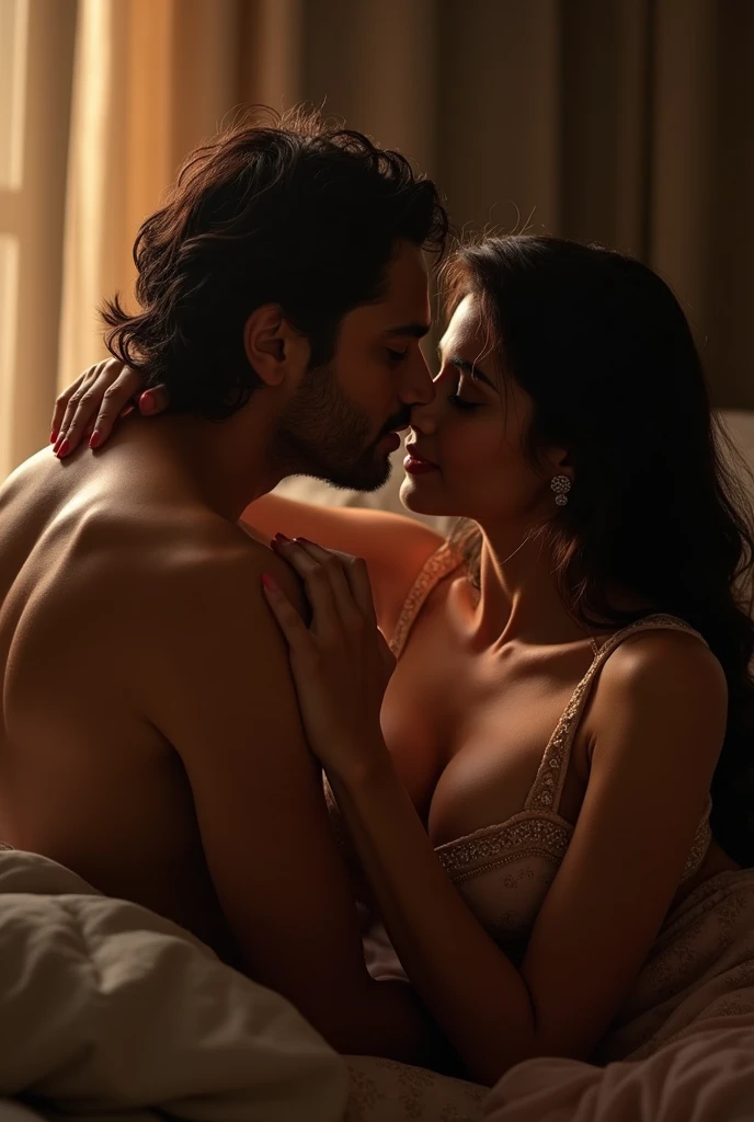 40 year old Indian mommy kiss her lover