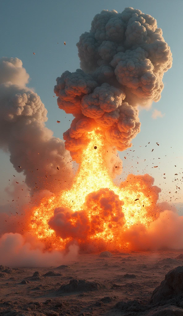 Create an explosion with bombs in the clear