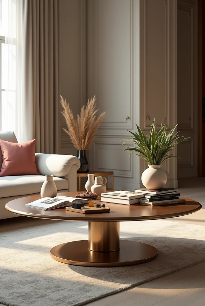 Image for feed on a coffee table, organized, in a high standard room, 4k image clean background , 
