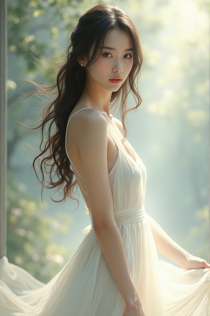 I want a woman in a white dress