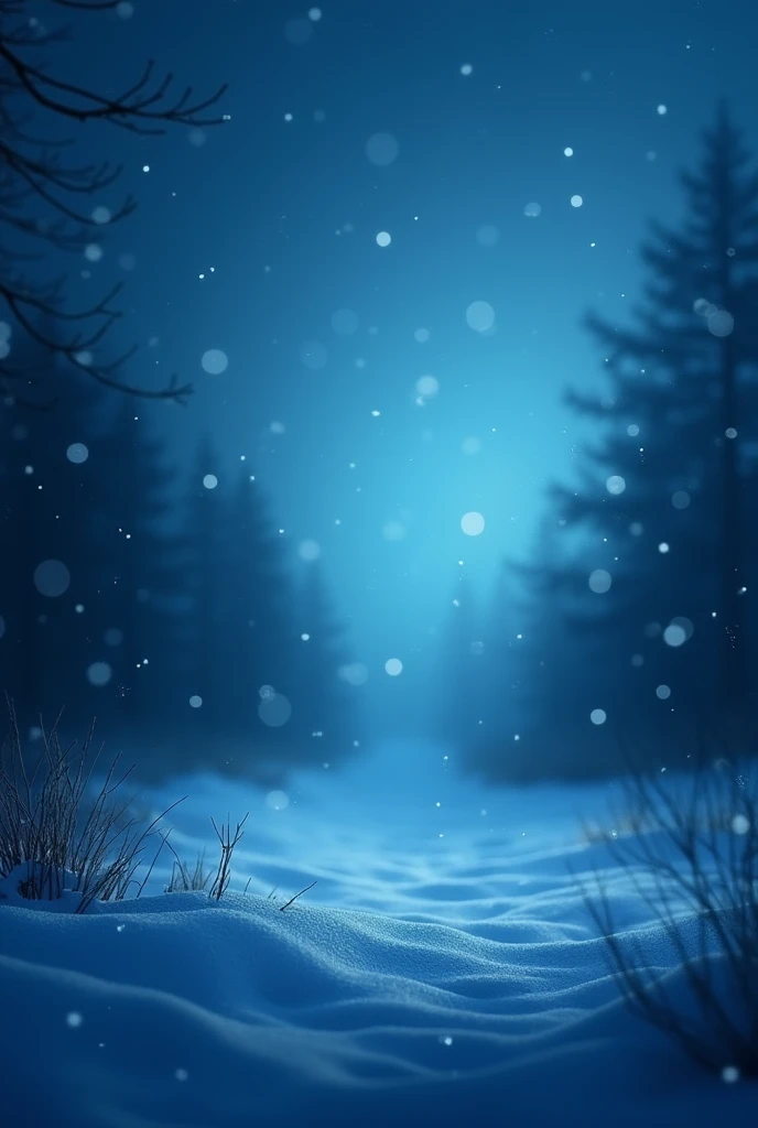 Generates an image with a blue bokeh effect and you can see a little snow, Blue is dark and dim light