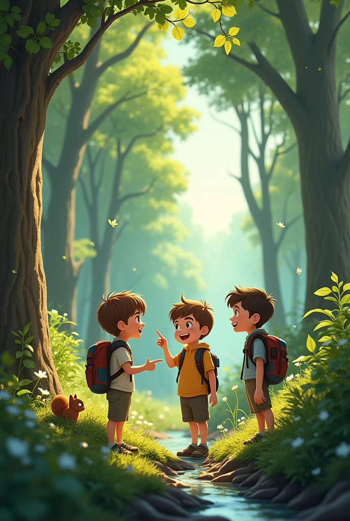 3 boys in the forest