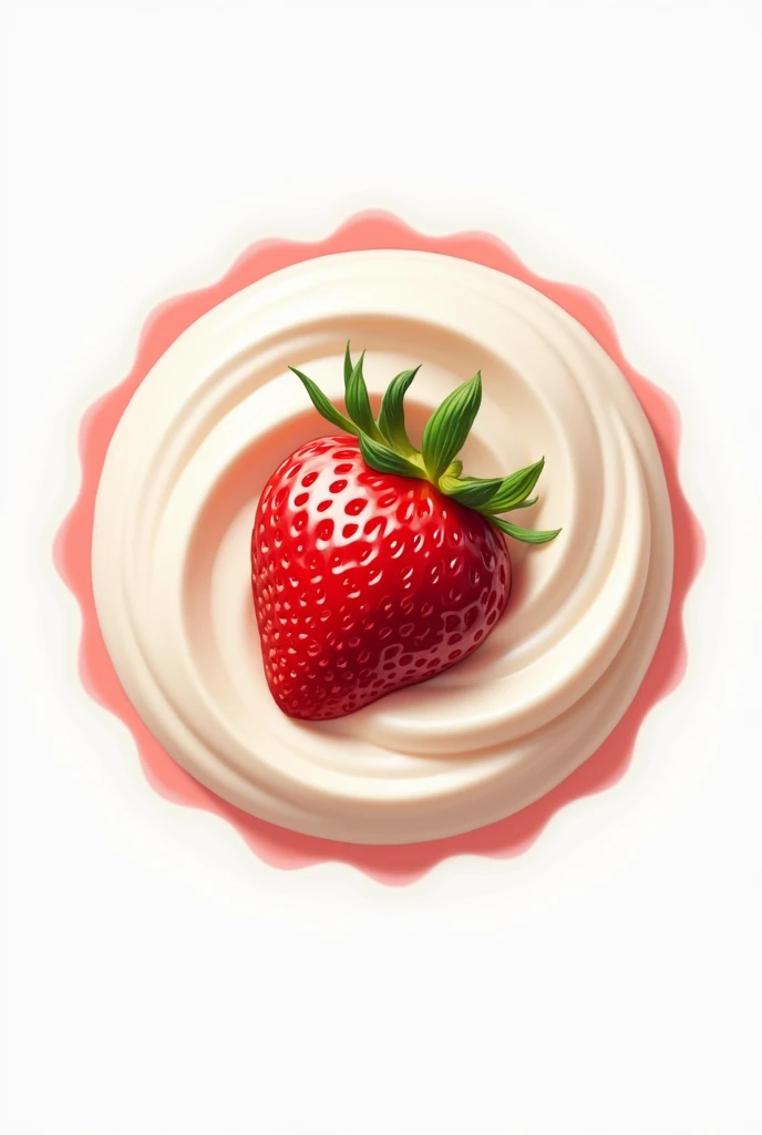 Create a circular logo for an edible product with text and a strawberry and cream theme, with the name of mary