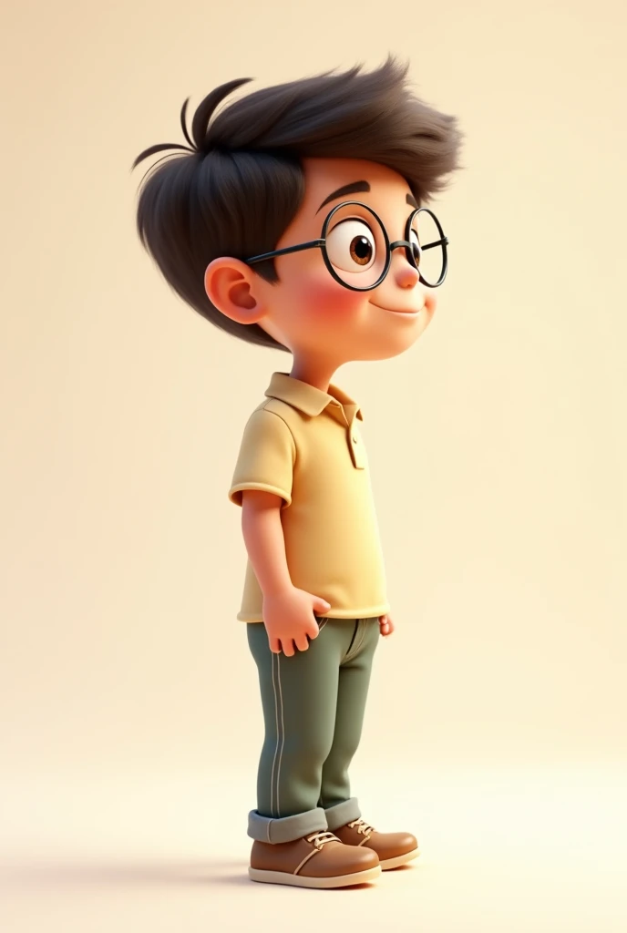 2d animation pic of boy wearing glasses side pose of full body