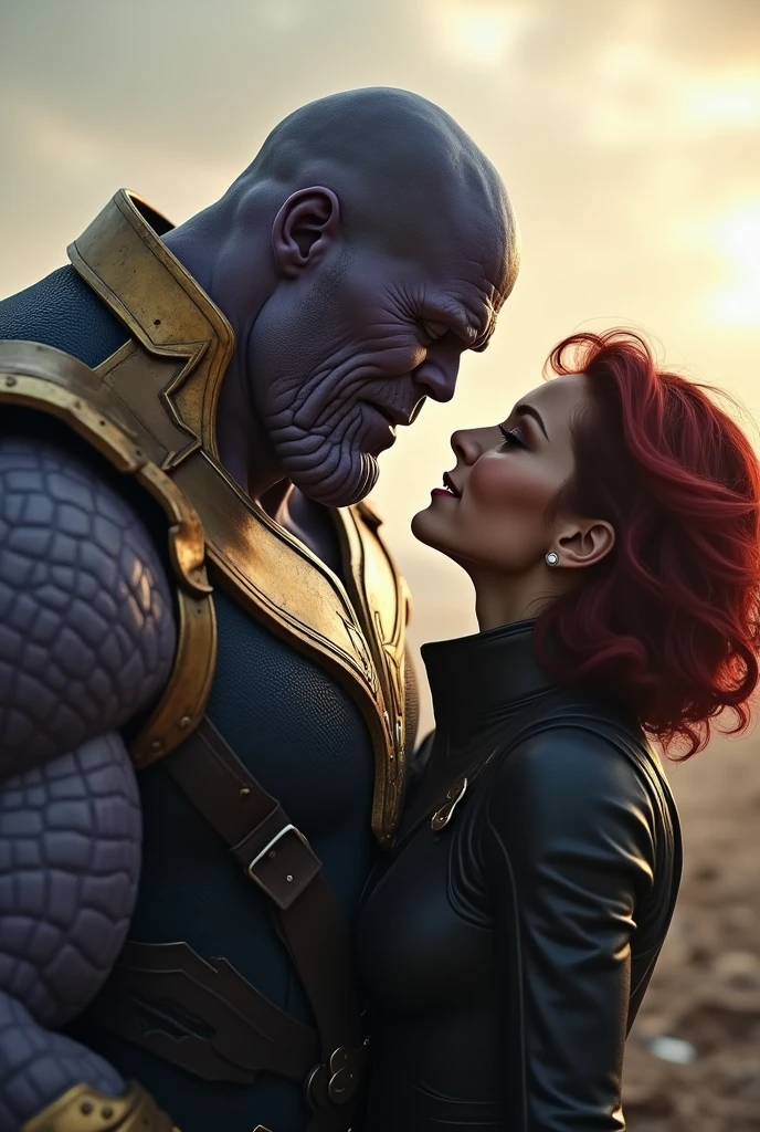 Thanos kissing black widow.