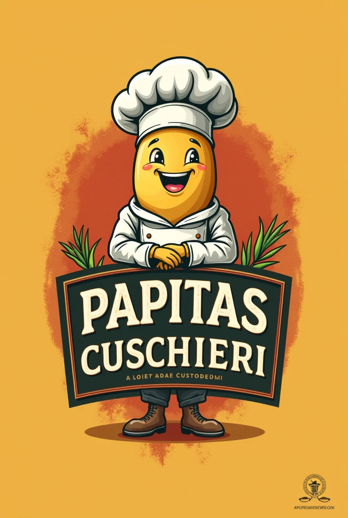 Here's an image of a logo for potatoes with the name papitas cuschieri More interesting and delicious