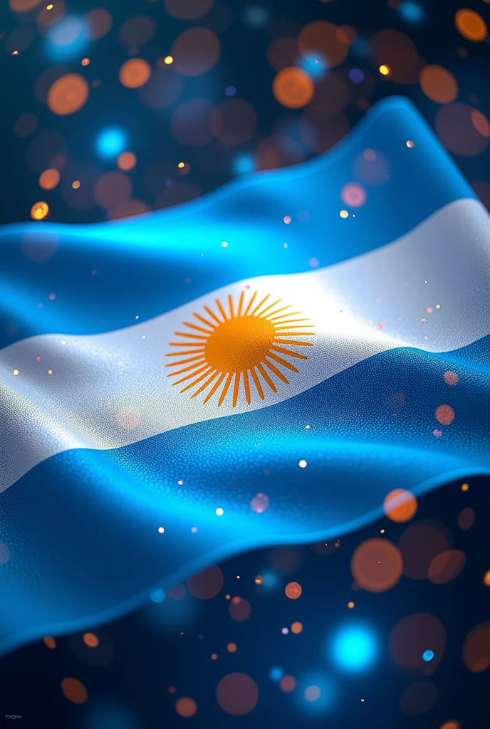 Generates a holographic style background with striking colors and lights inspired by Argentina and its flag 