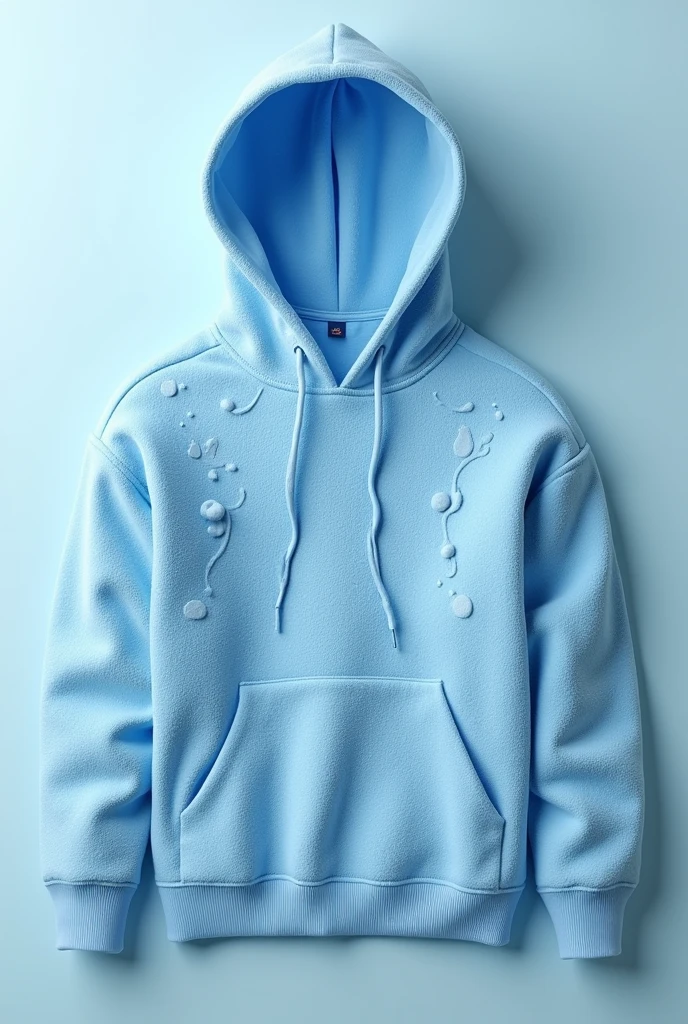Puff print on light blue colour hoodie designs