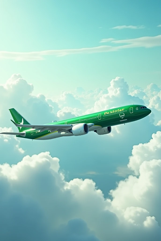 Pakistan PIA green theme airline plane