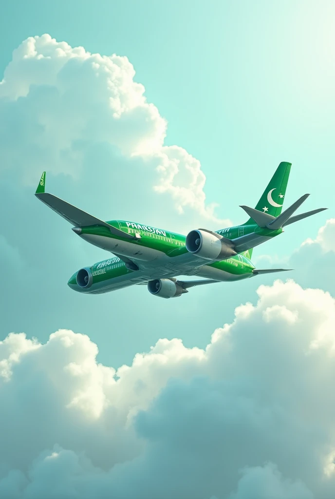 Pakistan PIA green theme airline plane