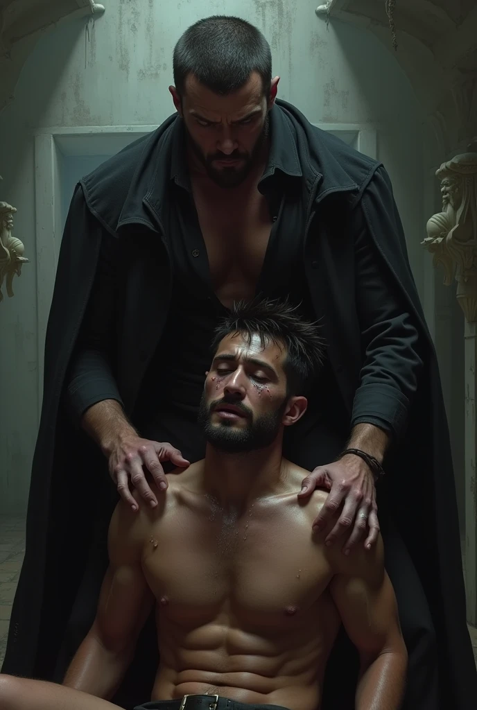 bdsm master , rude action, cry his slave men