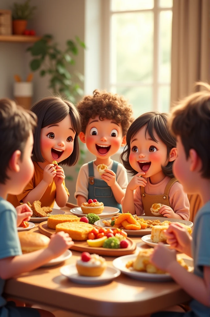 Kids eating food 