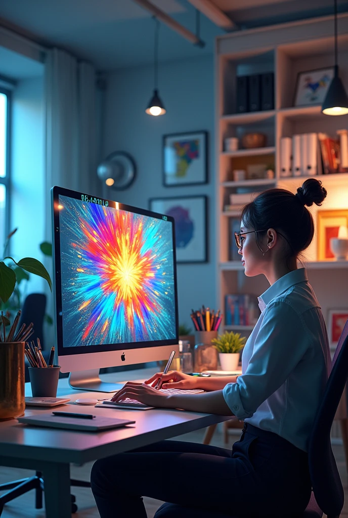 Create an image that highlights both subjects Office Automation and Art Education