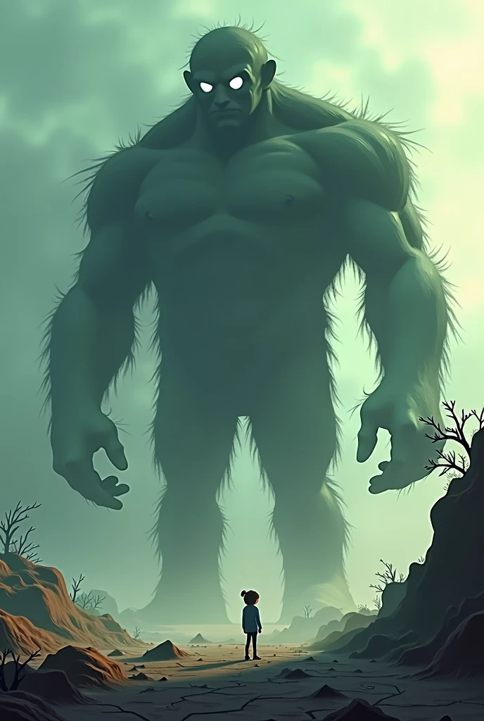 Create in the style of the Disney Pixar movie, what depression would look like in the movie, make it giant and have white eyes.