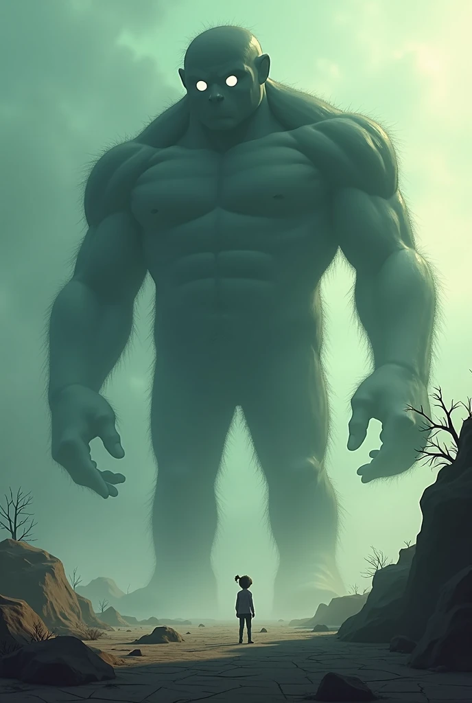 Create in the style of the Disney Pixar movie, what depression would look like in the movie, make it giant and have white eyes.