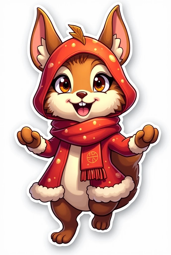 Dota 2 Hoodwink, Sticker, Festive, Warm Colors, Digital Art, Contour, Vector, White Background, Detailed