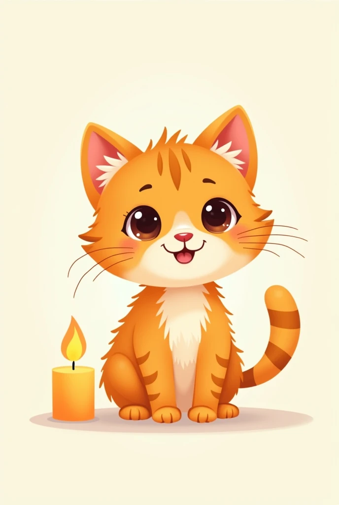 Logo for candle business with cartoon orange kitten