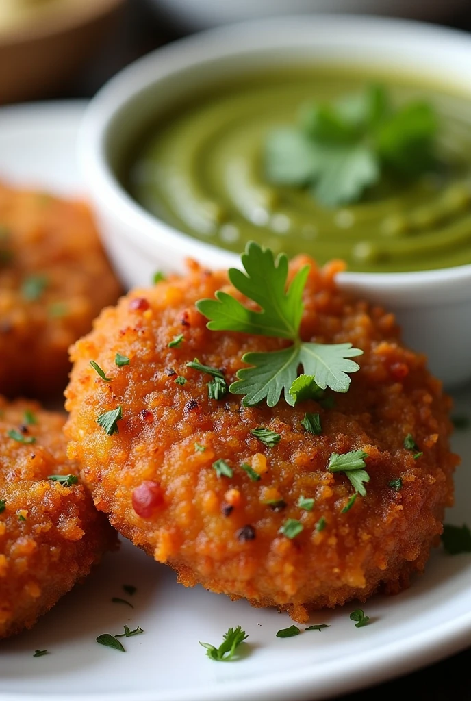 Cutlet with green chutney