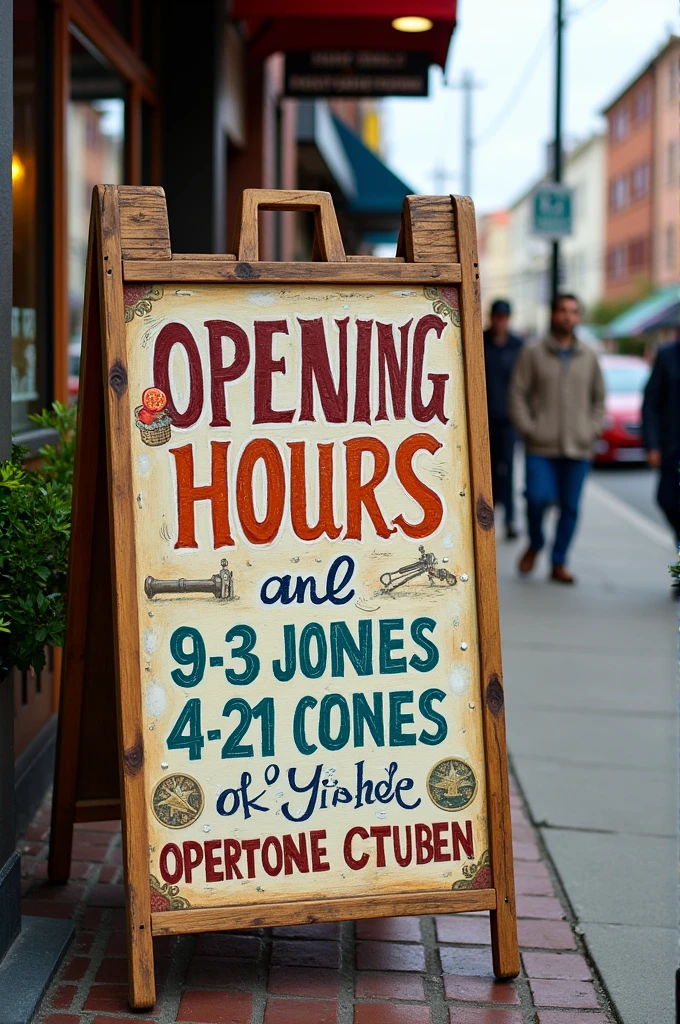 a sign that says "Opening hours: Monday to Friday from 4pm:00 pm hasta las 7:00 pm"
