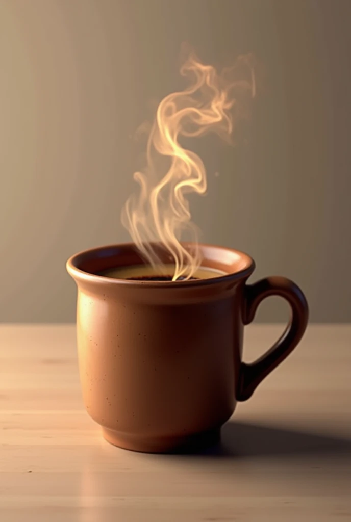 create a brown coffee mug with hot steam on it
