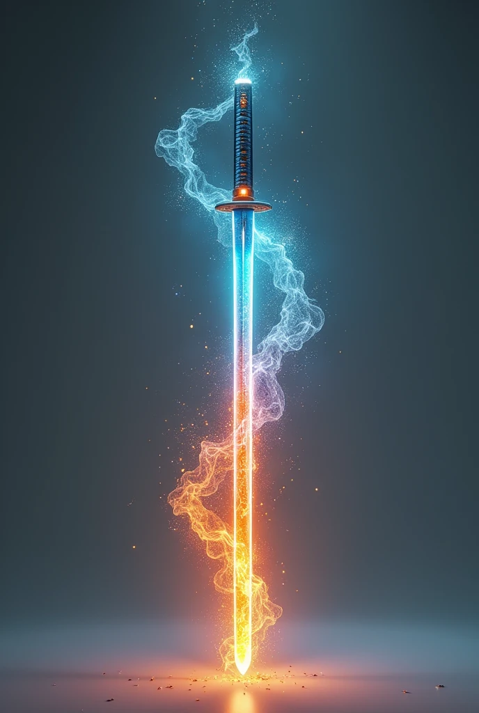 Mystical katana sword with the power of all elements, Just the Sword, I want it to represent the colors of the elements on the sword