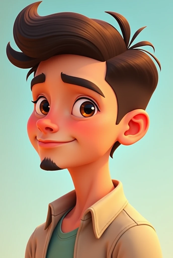 2d animated pic of boy human eye brown lips small hair on chin
and black hair .human body stylish hair side pose