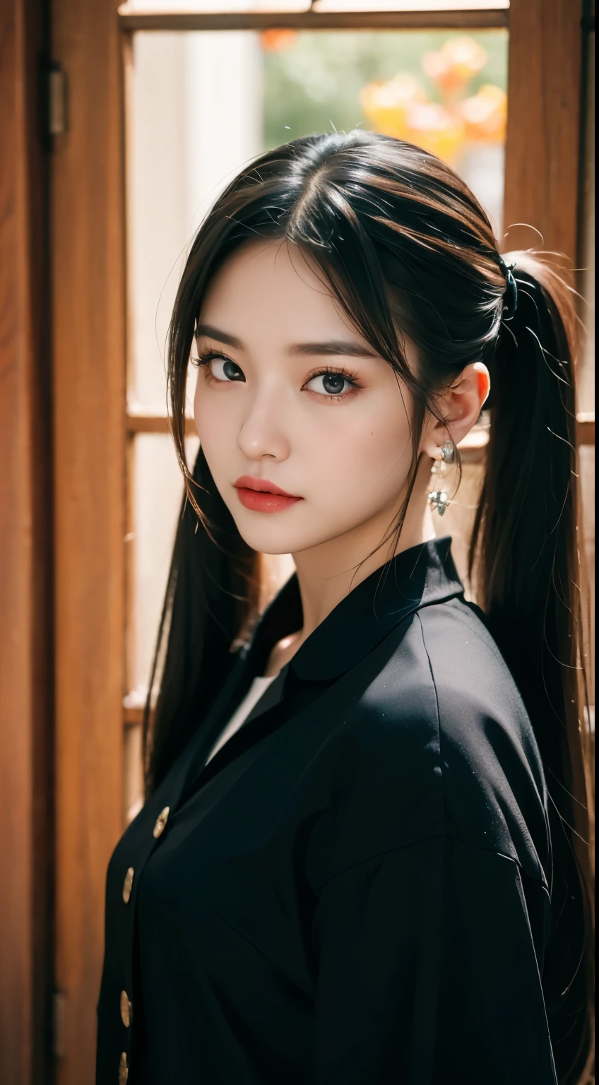 This masterpiece is of the highest quality, Very detailed, Best for 8k HDR wallpapers. Featuring cinematic lighting with sharp focus and exquisite detail. black髪、Twin tails、Golden Eyes、black髪ロングヘアでblackドレスを着たがポーズをとっている, Burning, blackいドレスを着た, inspired Burning, black, blackい制服を着て, 金色のアクセントが付いたblackいローブを着て, The truth of the matter, Gothic Maiden,