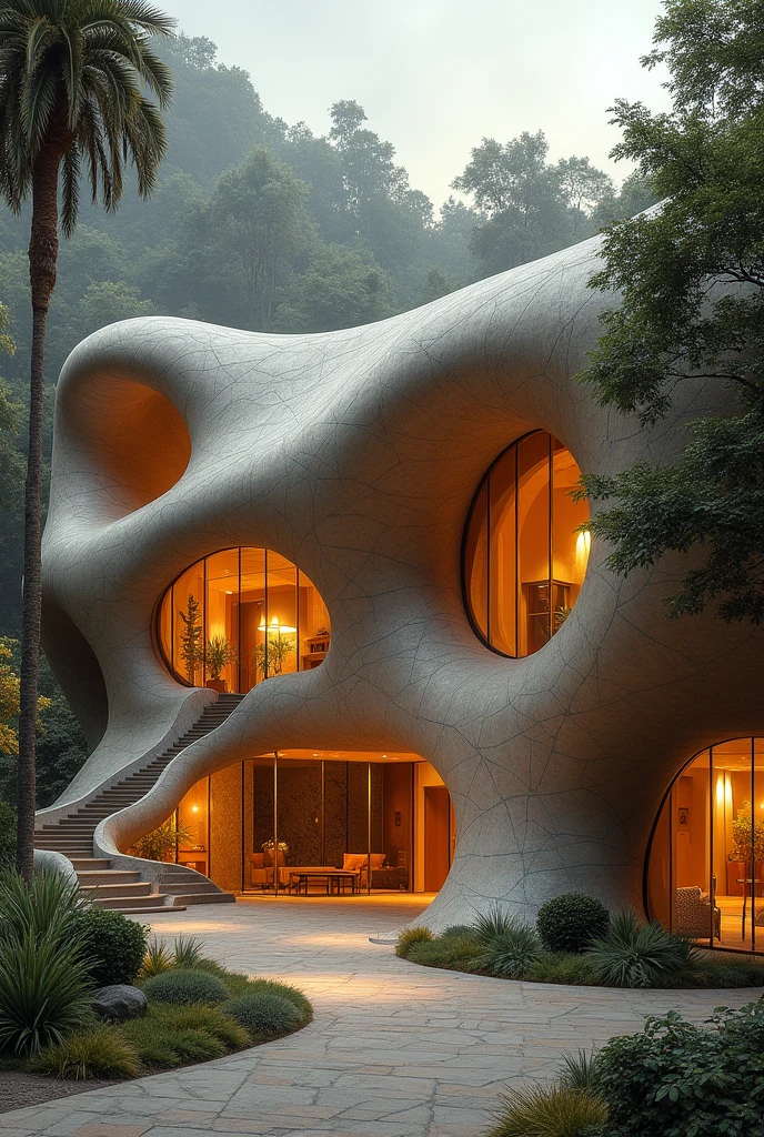 Public space or building inspired by a jucumari bear that is functional and with good morphology and natural lighting