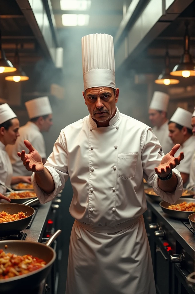Chef giving orders to cook
