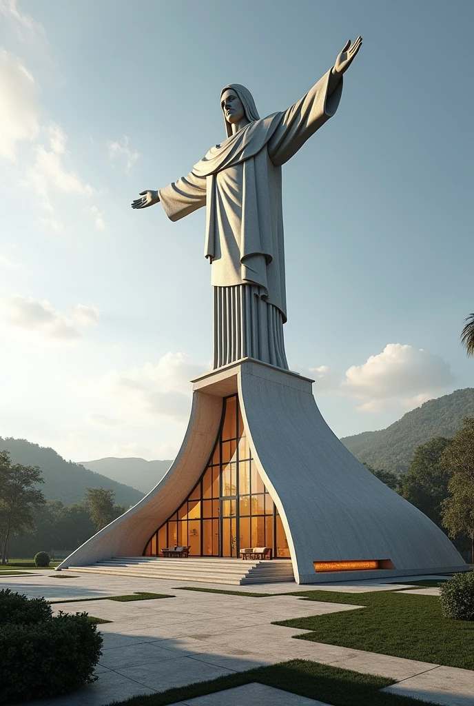 Public space or building inspired by the Cristo de la Concordia of Cochabamba that is functional and with good morphology and natural lighting