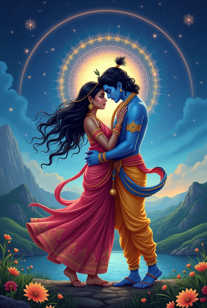 Make a very unique radha krishna graphics wallpaper
