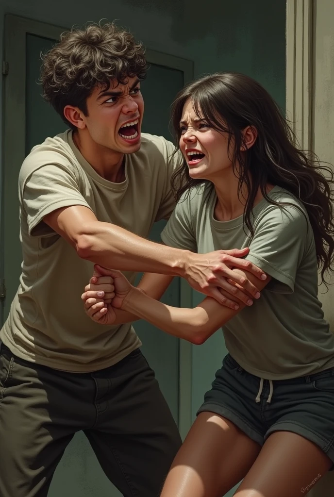 A boy grabbed a girl in anger by pinching her."