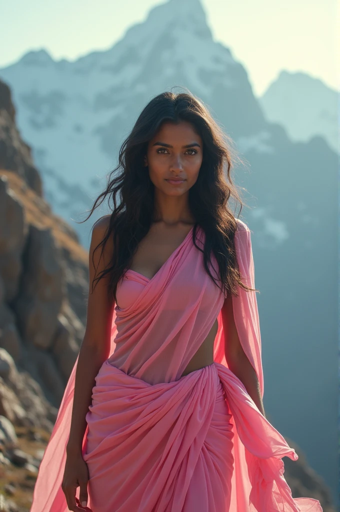 ((nsfw)), ((20 year old Indian girl)) , (very sharp photo:1.1), (8k, RAW photo, best quality:1.3), (realistic, photo-realistic, feminine, :1.1), (revealing pink saree) , Craggy mountain range, rocky terrain, dramatic peaks, cold, challenging, inspiring, (beautiful typical modern woman, outdoors:1.5), analog style (look at viewer:1.2) (skin texture) (film grain:1.3), (warm hue, warm tone:1.2), close up, cinematic light, sidelighting, ultra high res, best shadow, RAW, upper body, large breasts, Microgeometry, skin elasticity, light scattering through hair, ambient occlusion, multi-layer skin shading, advanced color grading, perfect pussy, beautiful pussy, (exposed pussy)