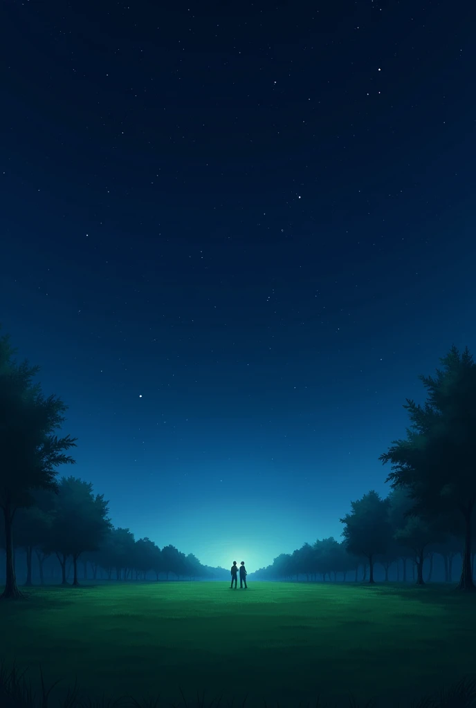 plain with some tree very night lawn sky full of star (size 1024 x 576)