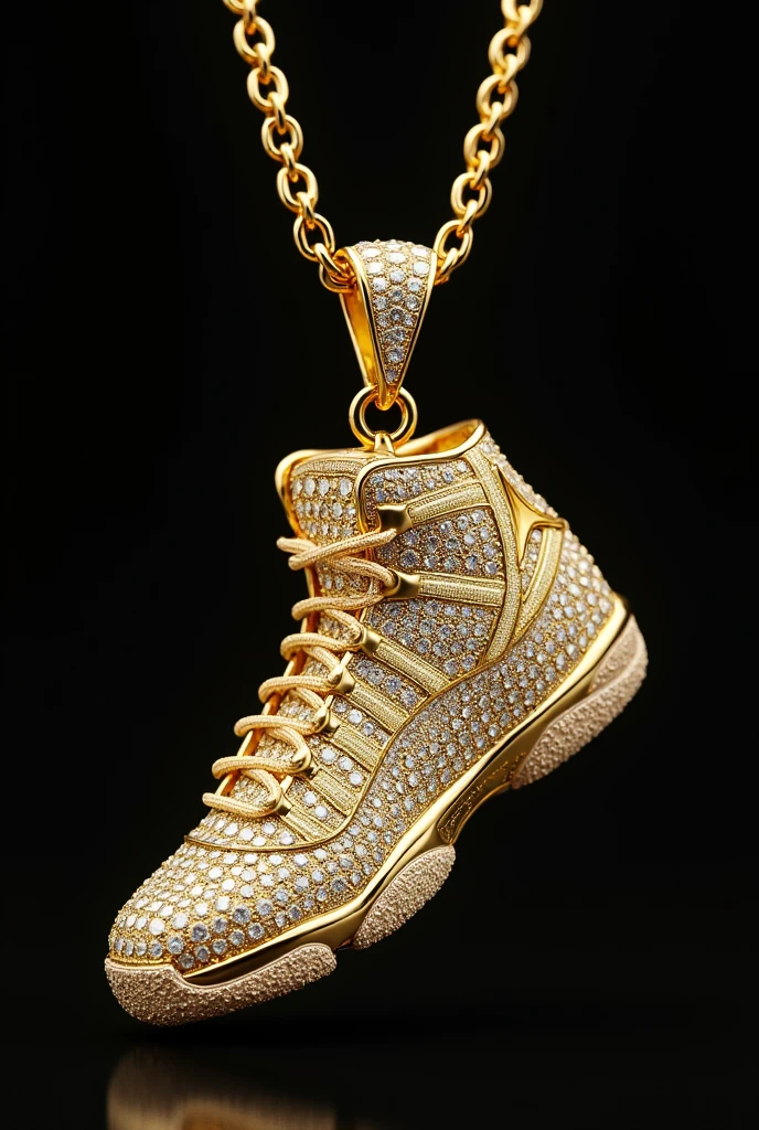 Pendent of nike air jordan shoes gold and diamond