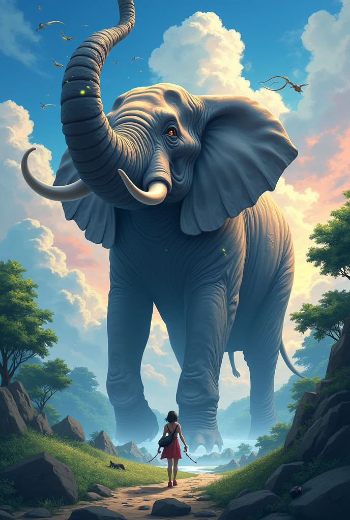 A giant elephant that controls nature anime version