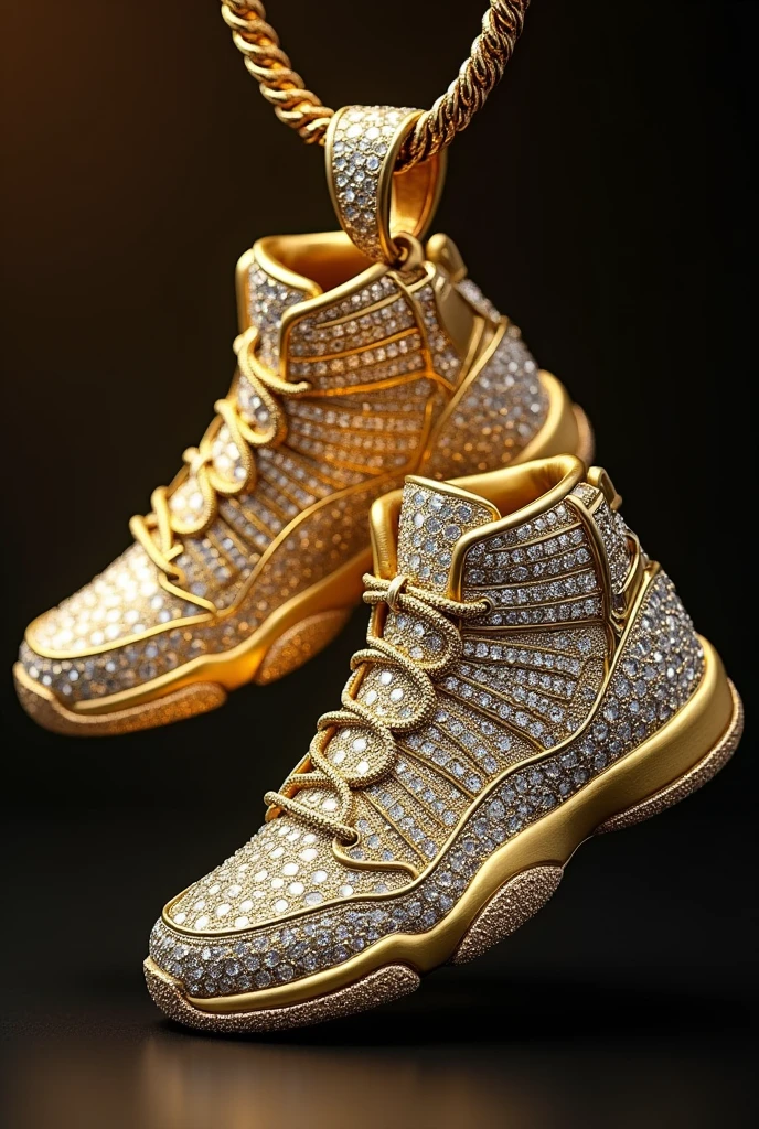 Pendent of nike air jordan shoes gold and diamond 