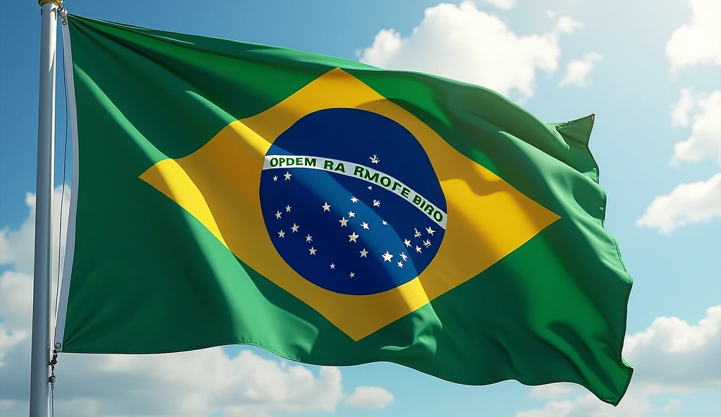 Flag of Brazil waving