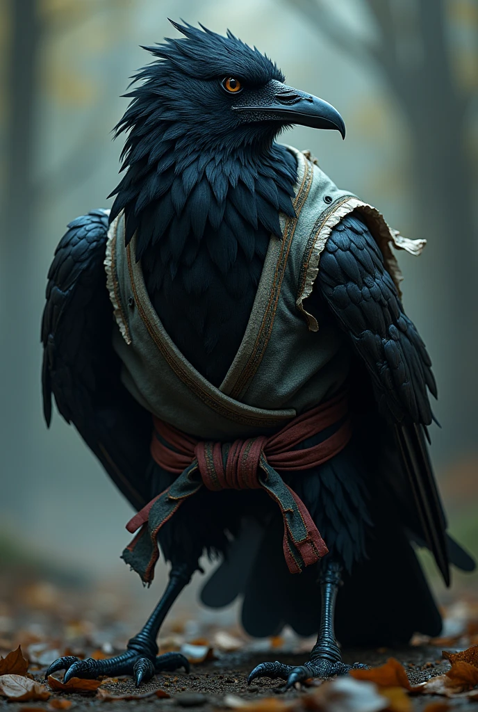 Crow with a torn jiujitsu kimono